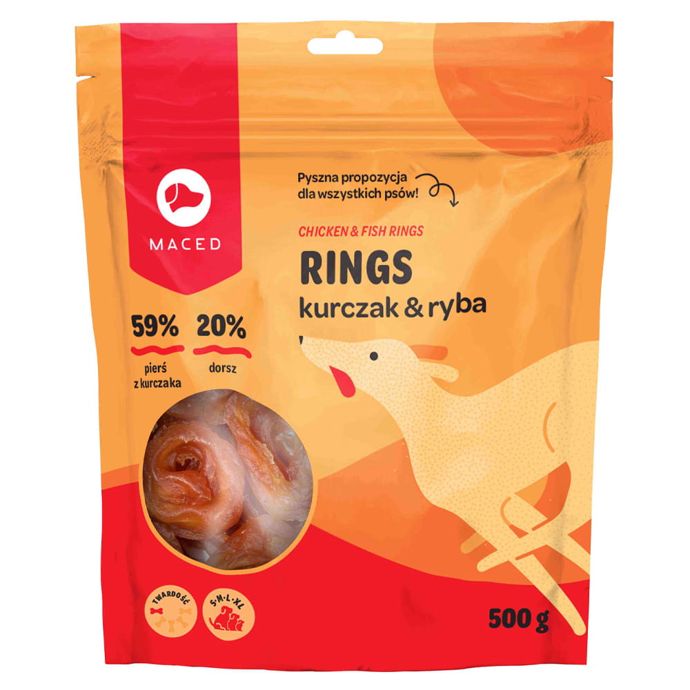 MACED Kalmary Przysmak dla Psa Pierścienie Kurczak i Ryba Rings 500g